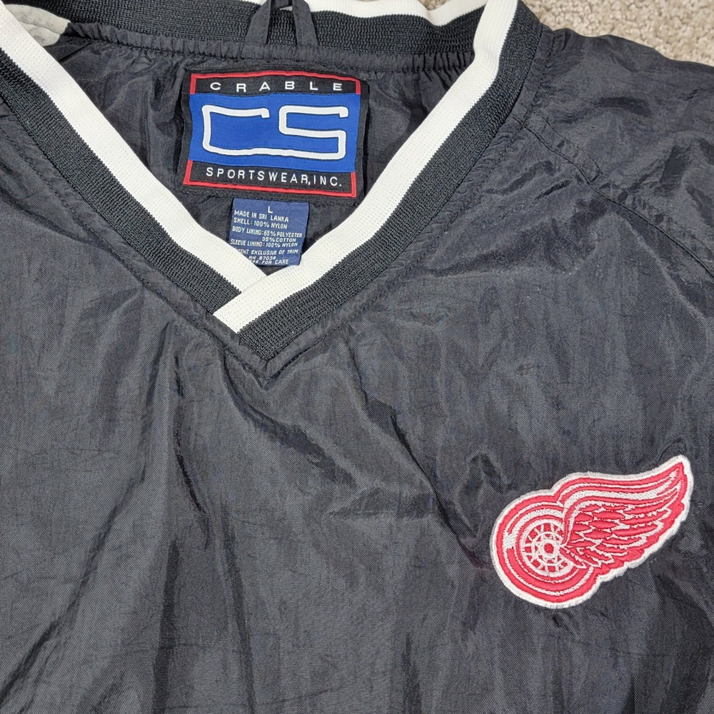 Vintage Crable Sportswear Mens Detroit Red Wings NHL Windbreaker Pullover Large